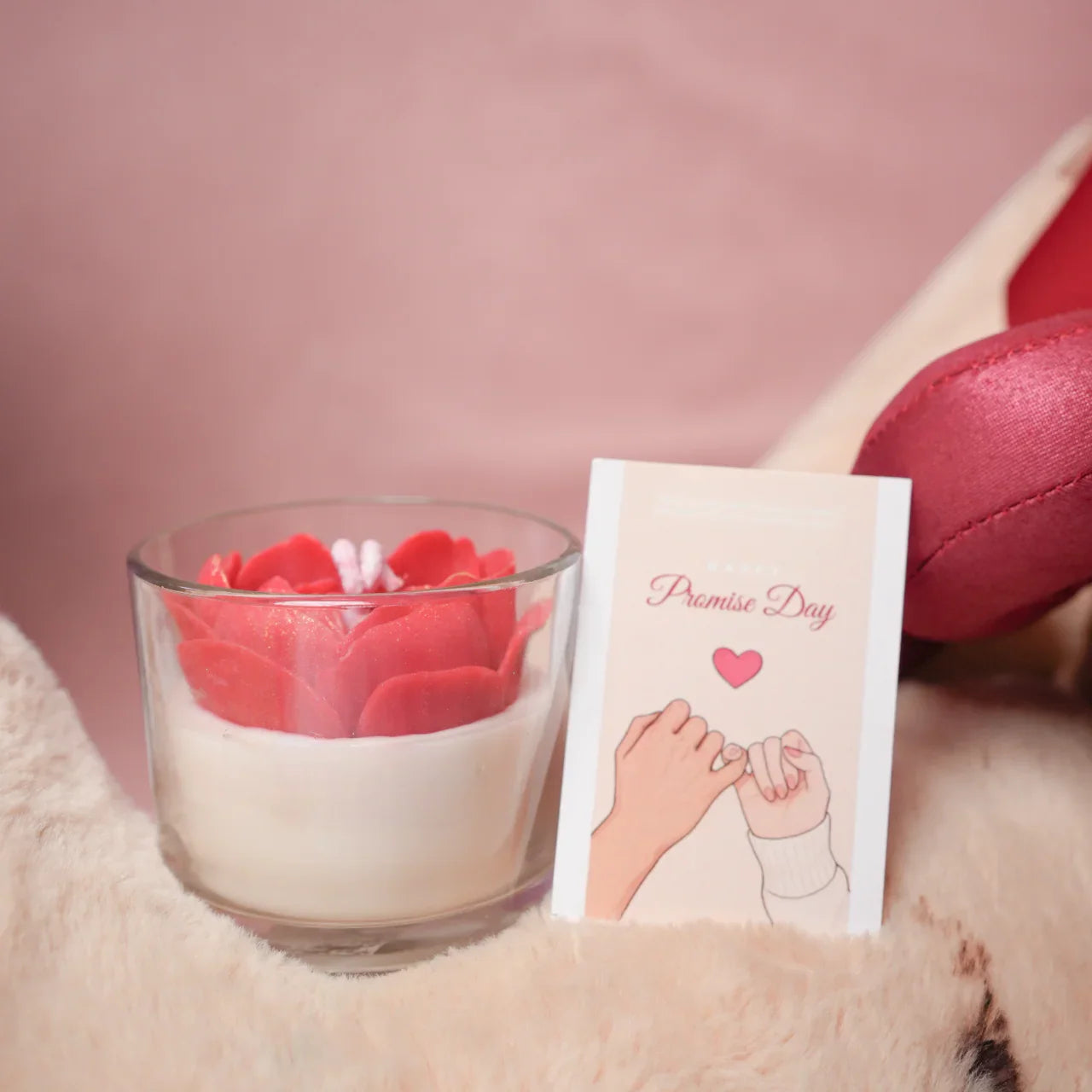 Ruby heart candle
