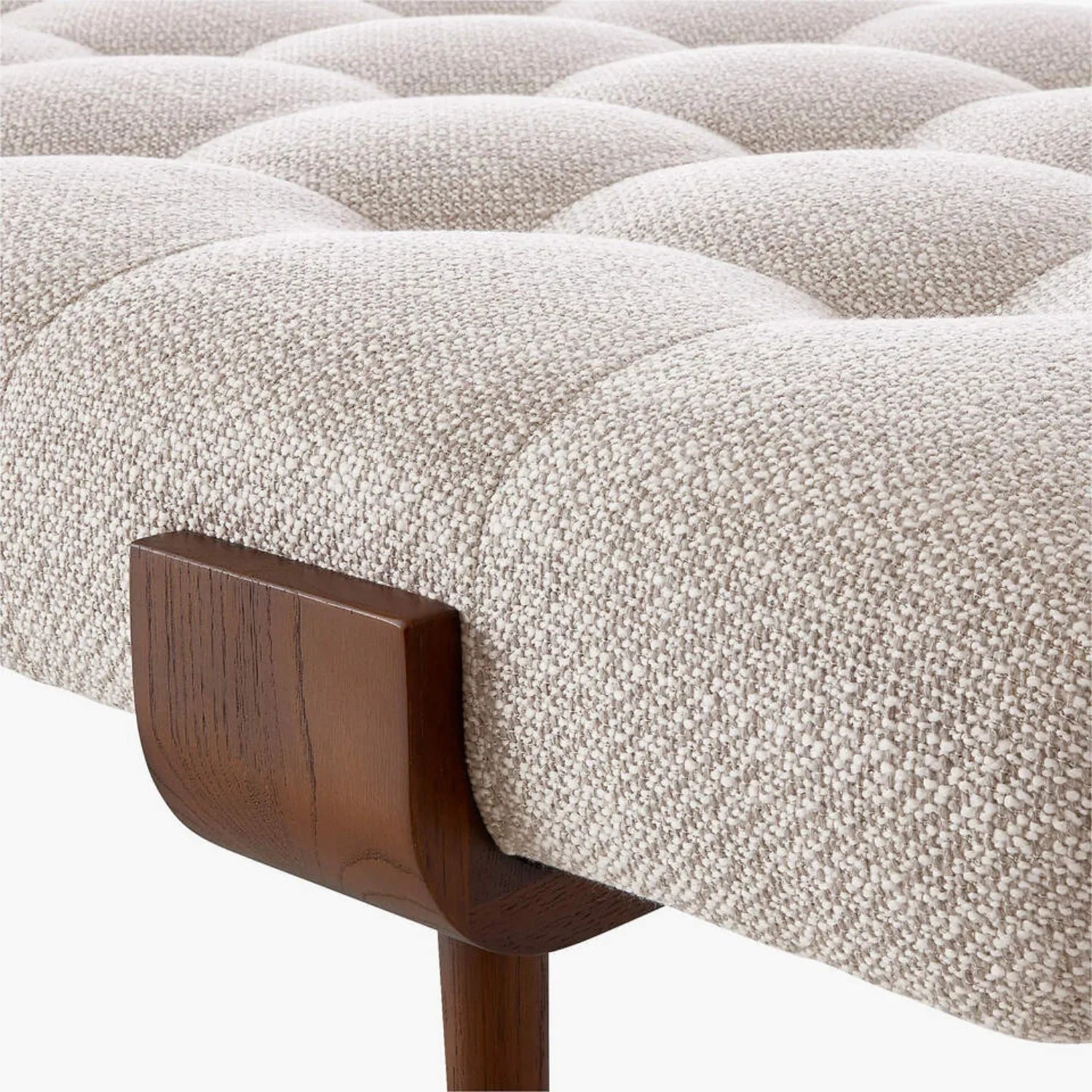 Alderic Solid Teak Wood & Fabric Upholstery Daybed/Chaise