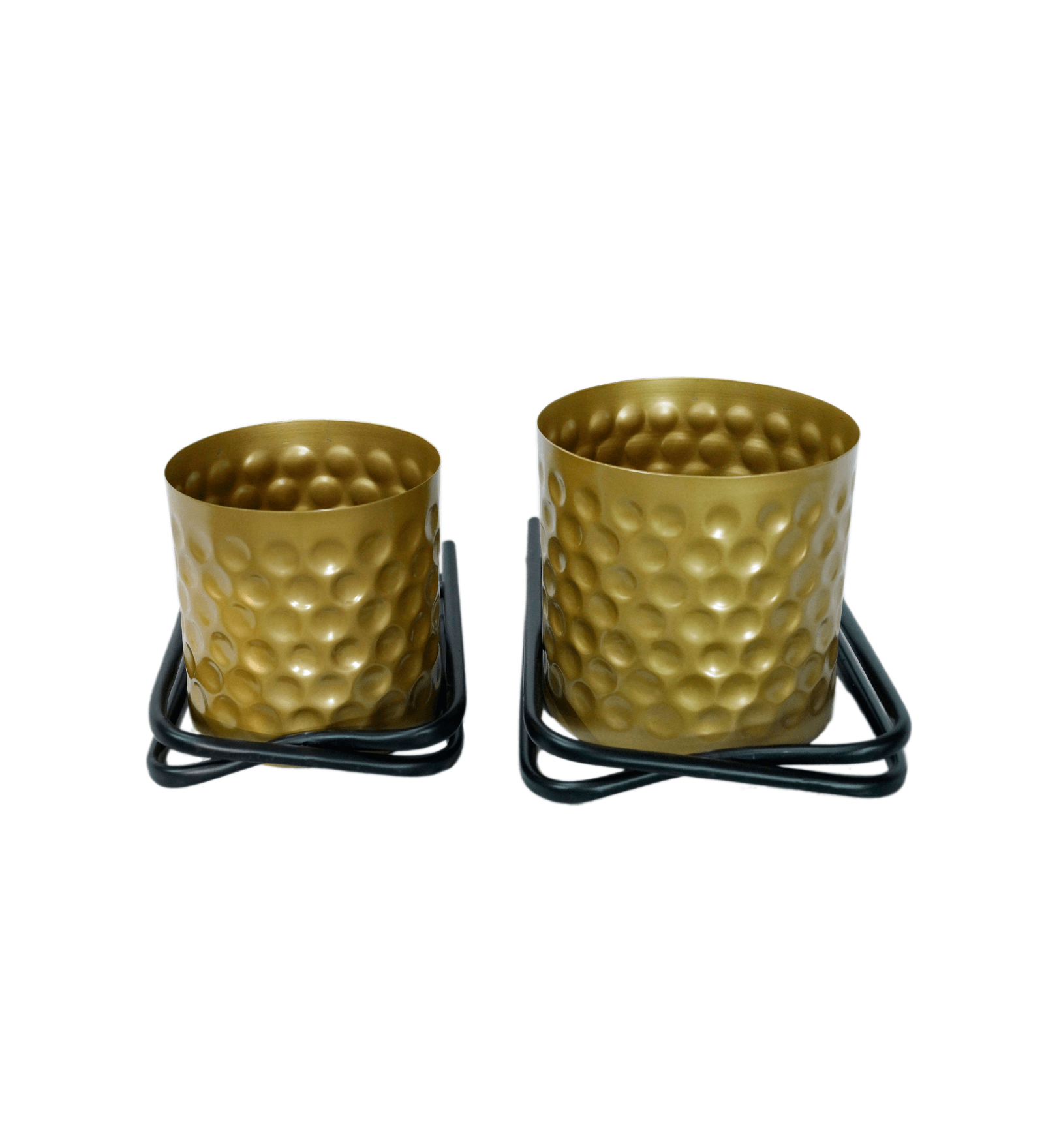 Gold Hammered Metal Floor Planters with Stands Planters for Living Room, Bedroom (Hammered Planter)