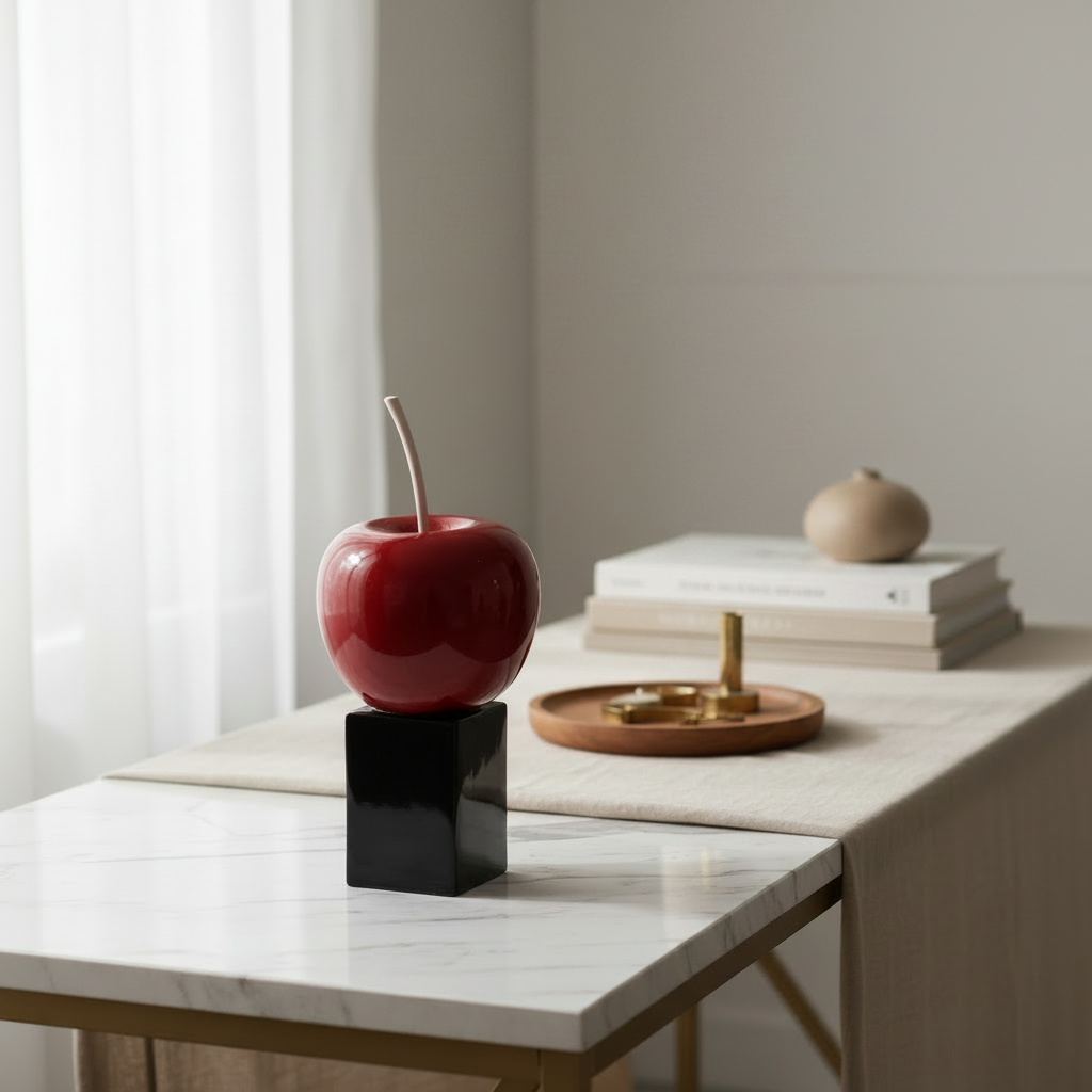 Red Apple Sculpture | Premium Porcelain Decorative Showpiece for Modern Home Décor