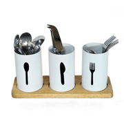 Metal Cutlery Holder with Tray | Spoon Stand & Dining Table Organizer for Kitchen