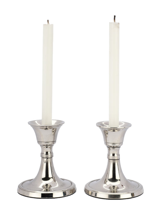 Metal Taper Candle Holder | Set of 2 - Nickel