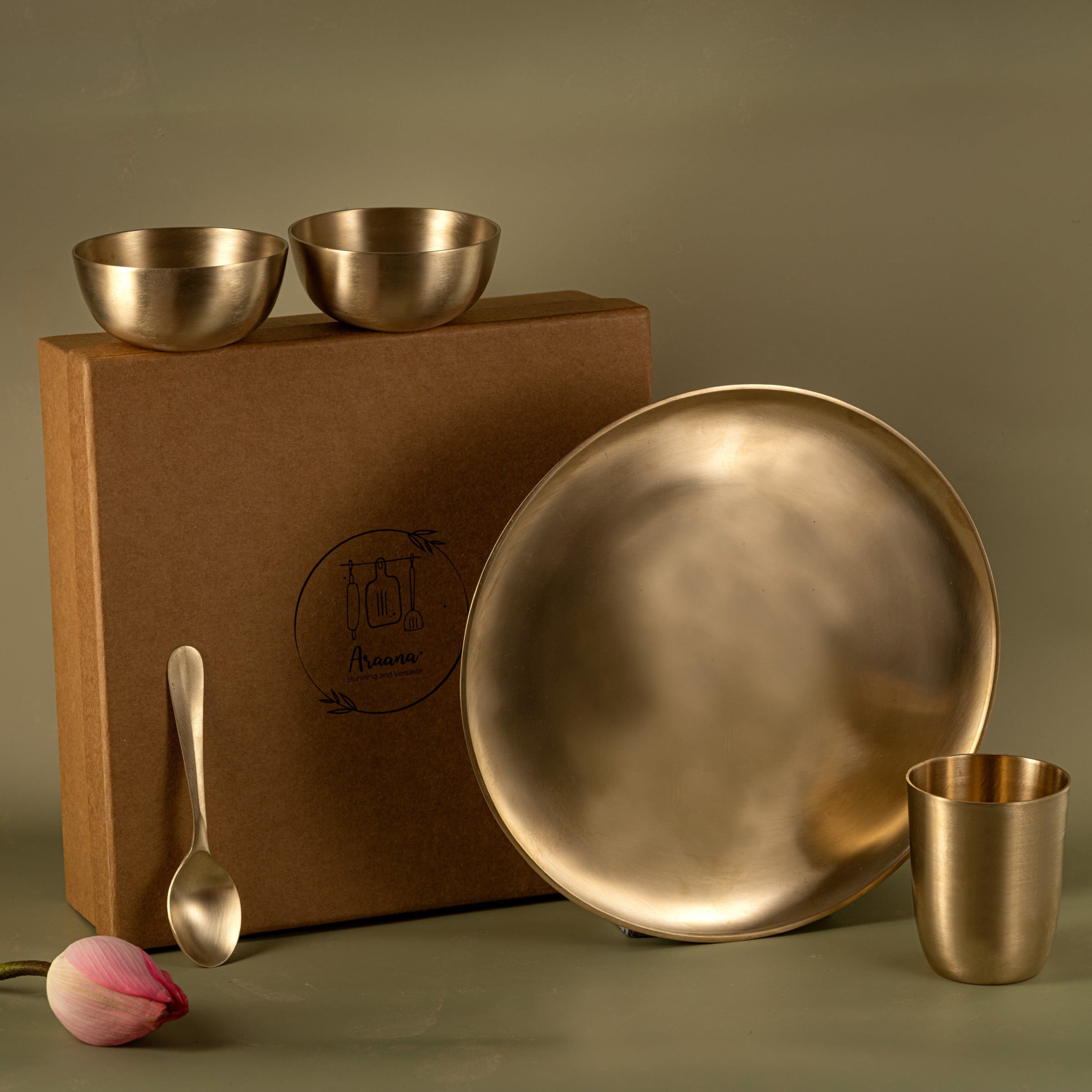 Sahej | Set of 5 | Brass Dinner Set