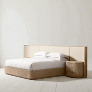 Baron Solid Teak Wood And Fabric Upholstery King Size Bed