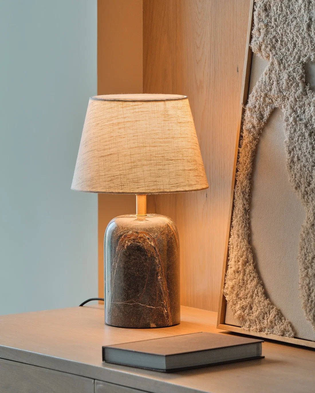 Miro - Forest Green & Linen lampshade | Table Lamp