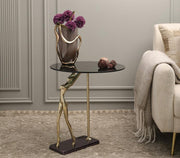 Ballerina Sofa Side Table for Living Room | Designer Corner Table | Glass End Table
