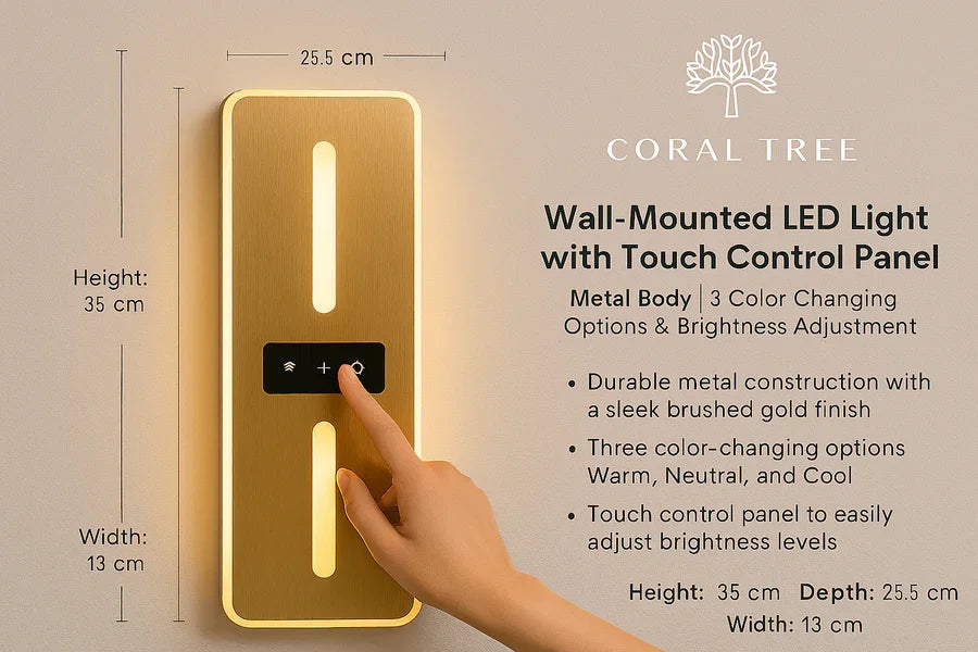 Modern Touch Control Wall Light – Dual Strip LED, 3 Color Modes, Dimmable