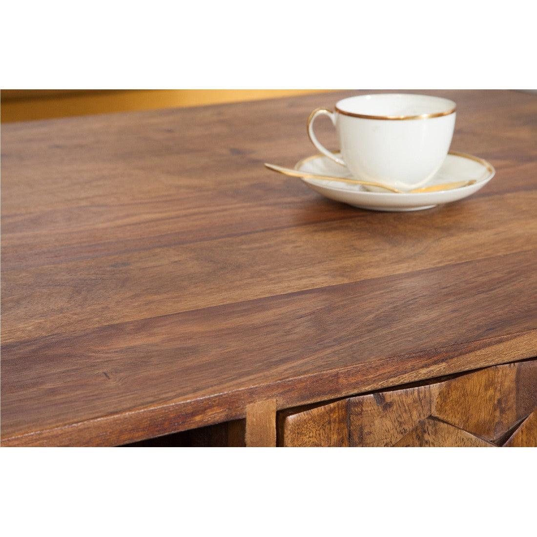 Hexagonal Brick Design Sofa Center Table | Sheesham Wood Coffee Table for Living Room