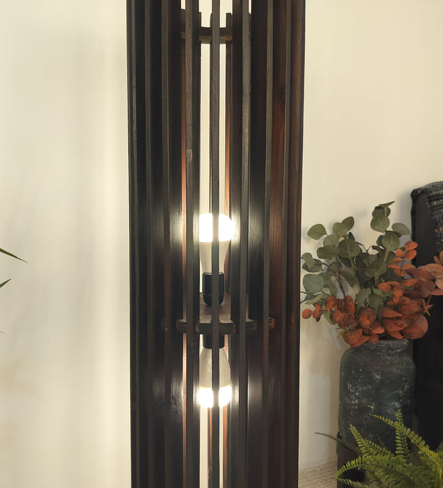 Ventus Duo Wooden Floor Lamp | Two-Tier Wooden Light Fixture