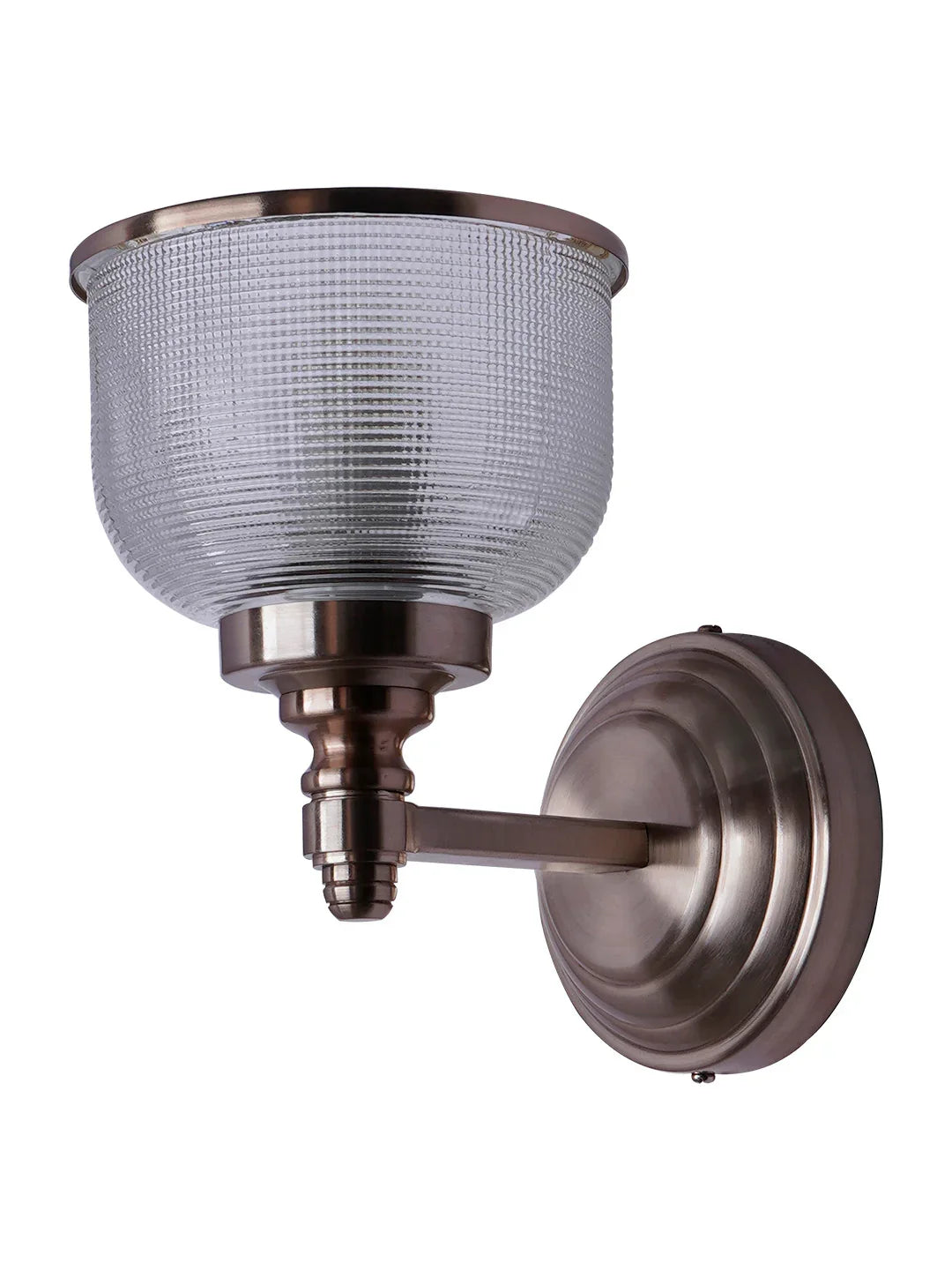 Rose Gold Wall Sconce with Textured Glass Shade