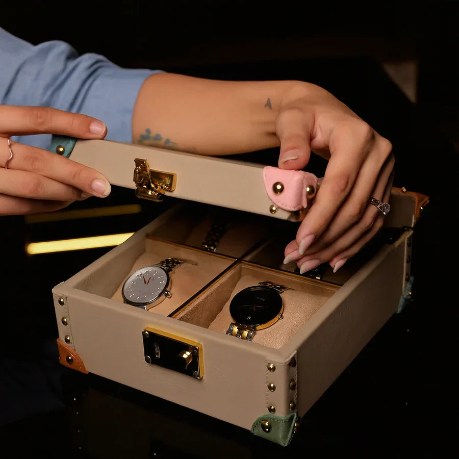 Rainbow watch box | Grey, blue, baby pink, brown, green