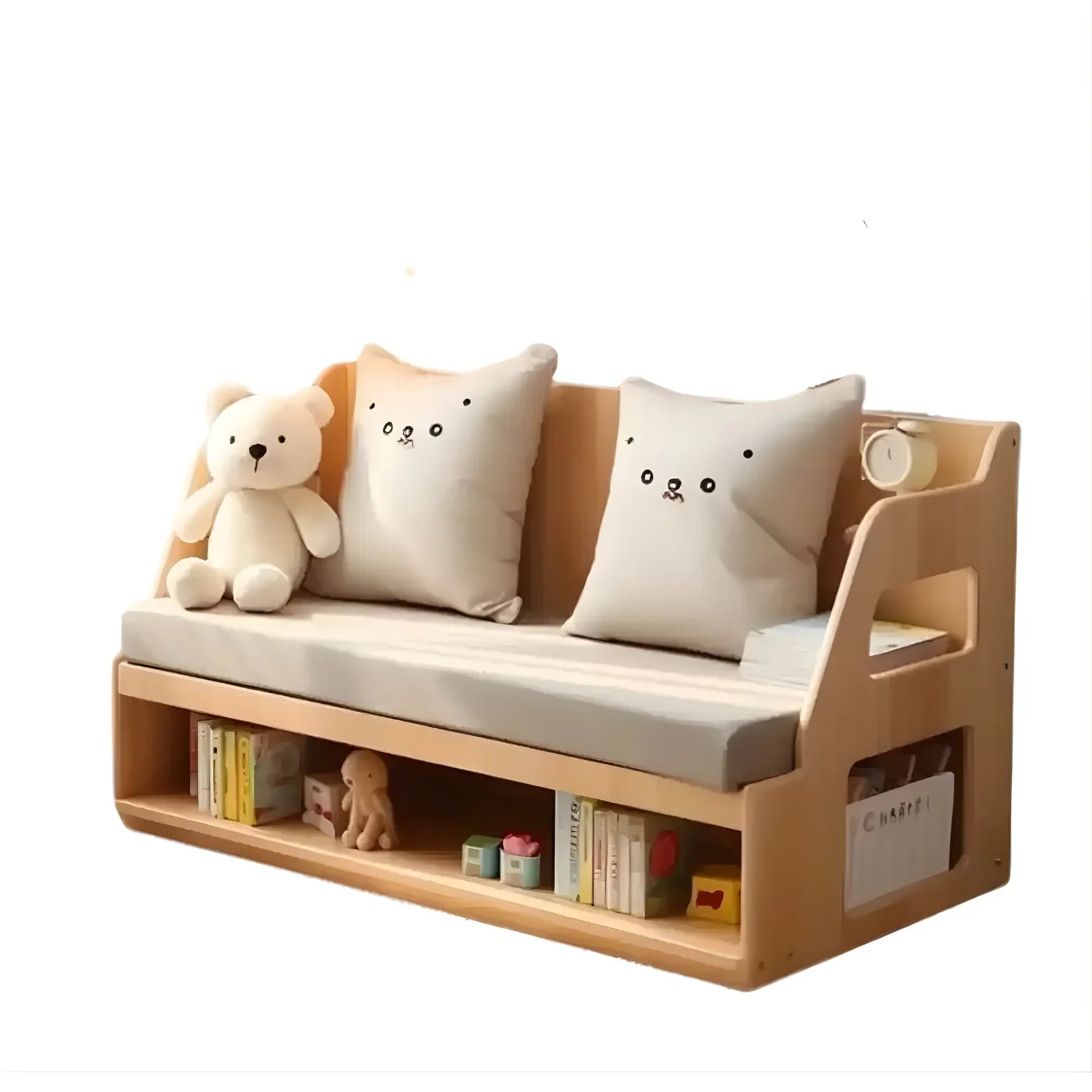 Elegant Activity Mini Sofa Bookcase Wooden Bookshelf Organizer for Kids