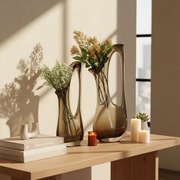 Smoked Brown Sculptural Glass Vase | Modern Loop Designer Flower Vase