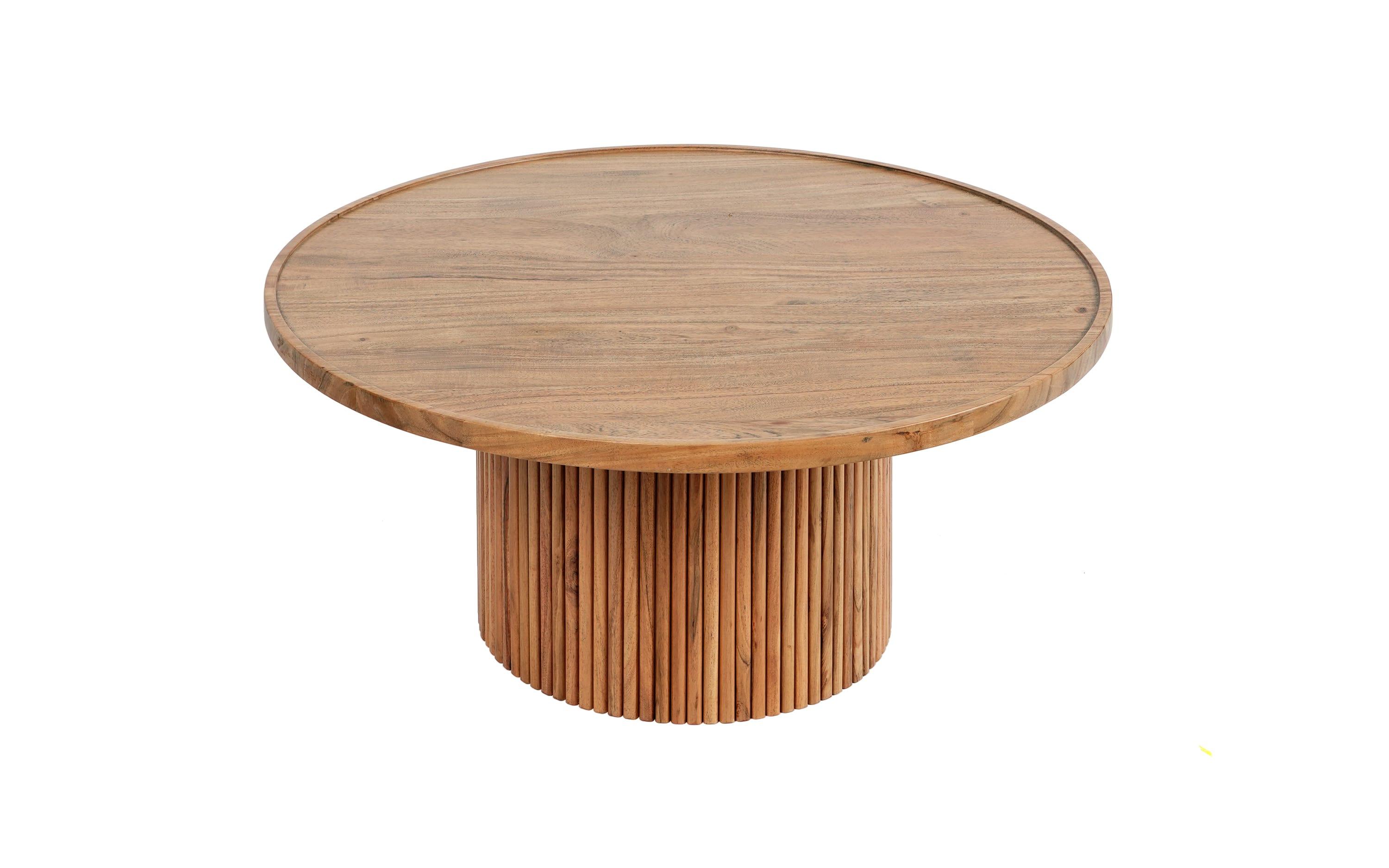 Kotaro Wooden Round Coffee Table | Solid Acacia Wood Center Table for Living Room