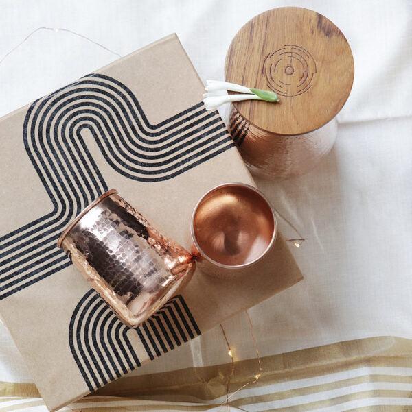 Premium Copper Carafe with Wooden Lid & 2 Copper Glasses | Ayurvedic Carafe & Glasses Set for Healthy Living