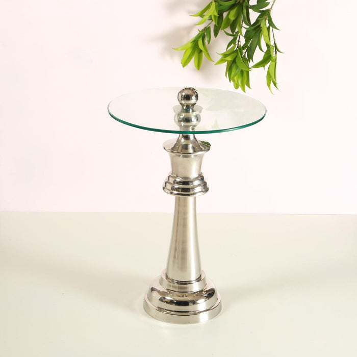 Chess King Base with Glass Top | Accent Table for Living Room