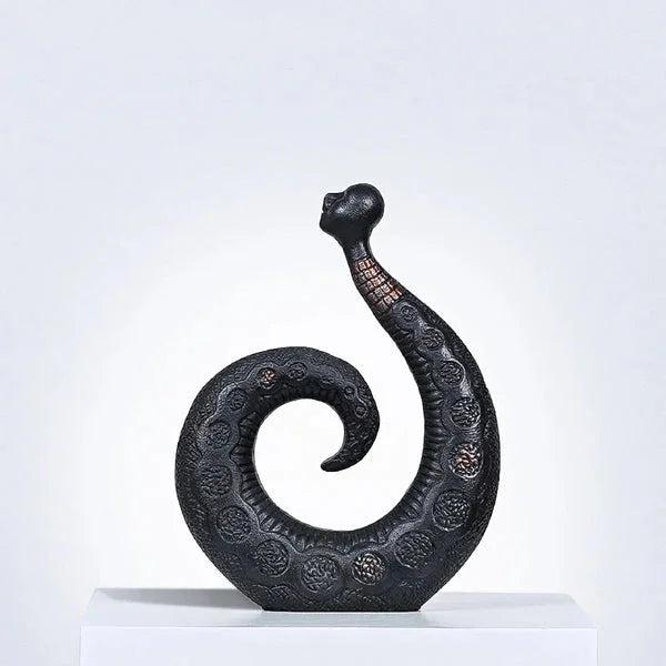 Drift Curve - Black Abstract Ceramic Sculpture