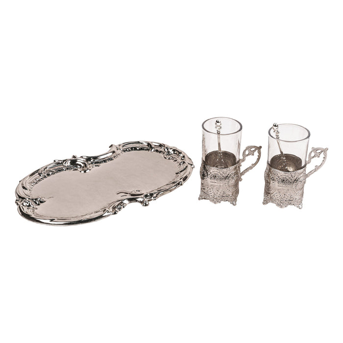 Tray with 2 Glass for dining table | luxury serveware set