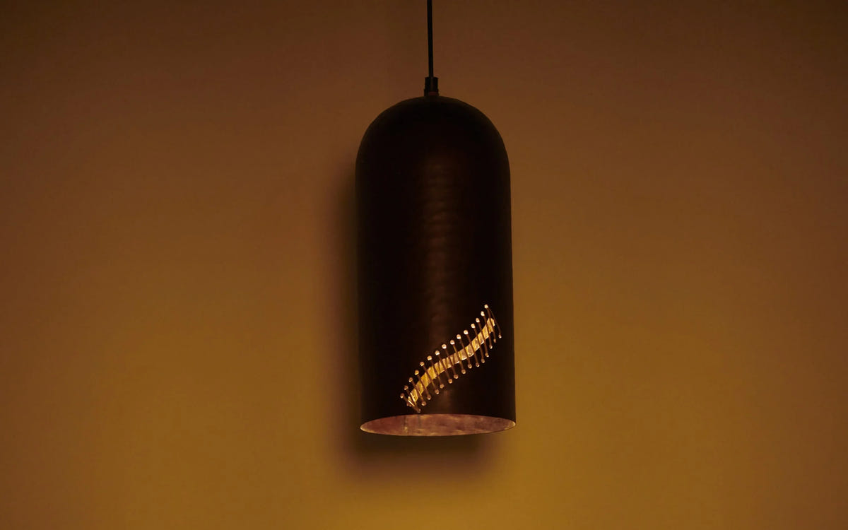 Fukan Cane & Mild Steel Hanging Lamp Light | Designer Pendant Light for Indoor & Outdoor