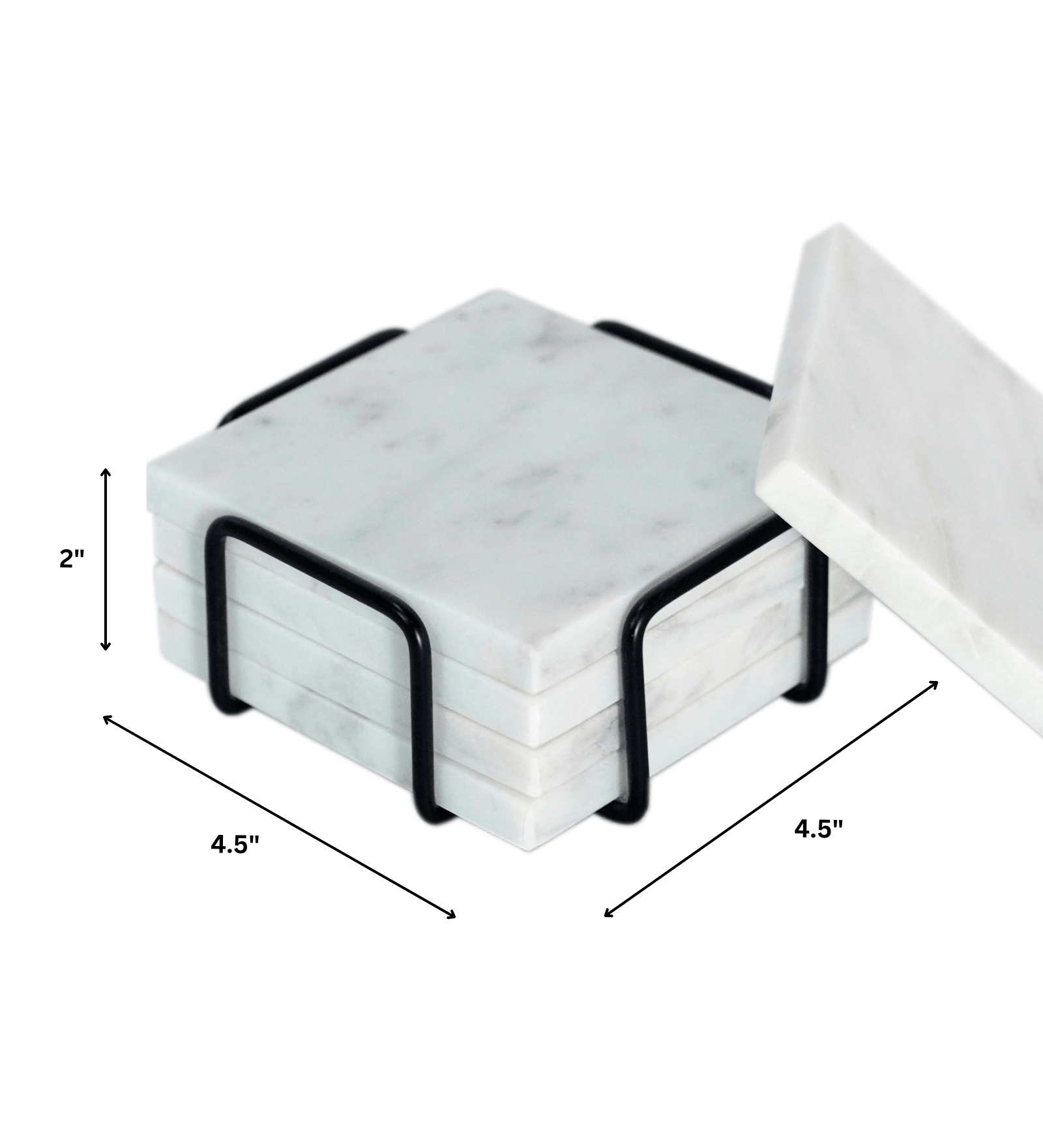 White Marble Tea/Coffee/Cocktail Coaster Set of 4 pcs, Table Decorative Cocktail Coaster (Square) Heat-Resistant Coasters for Hot & Cold Beverages
