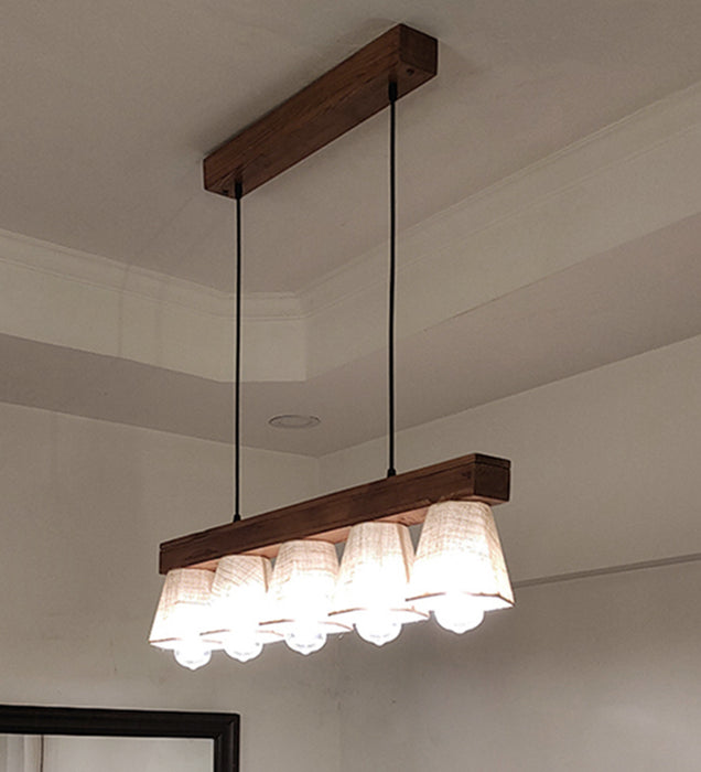 Hexa Brown Wooden 3 Series Hanging Lamp