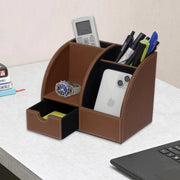 Leather Desk Organizer | Multi-Function Office Desk Organizer | Pen Stand for Office Desk