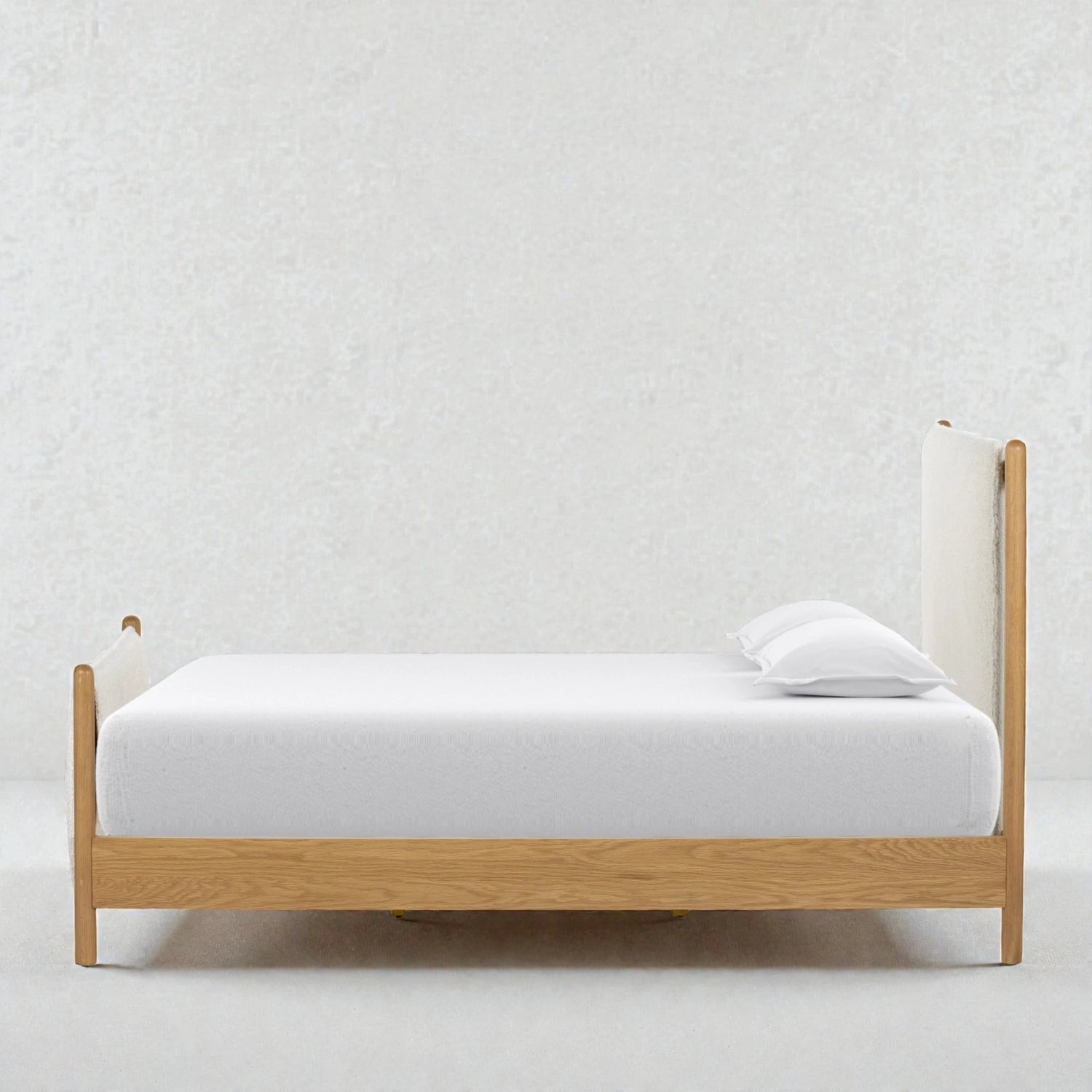 Fredrick Solid Teak Wood And Fabric Upholstery King Size Bed