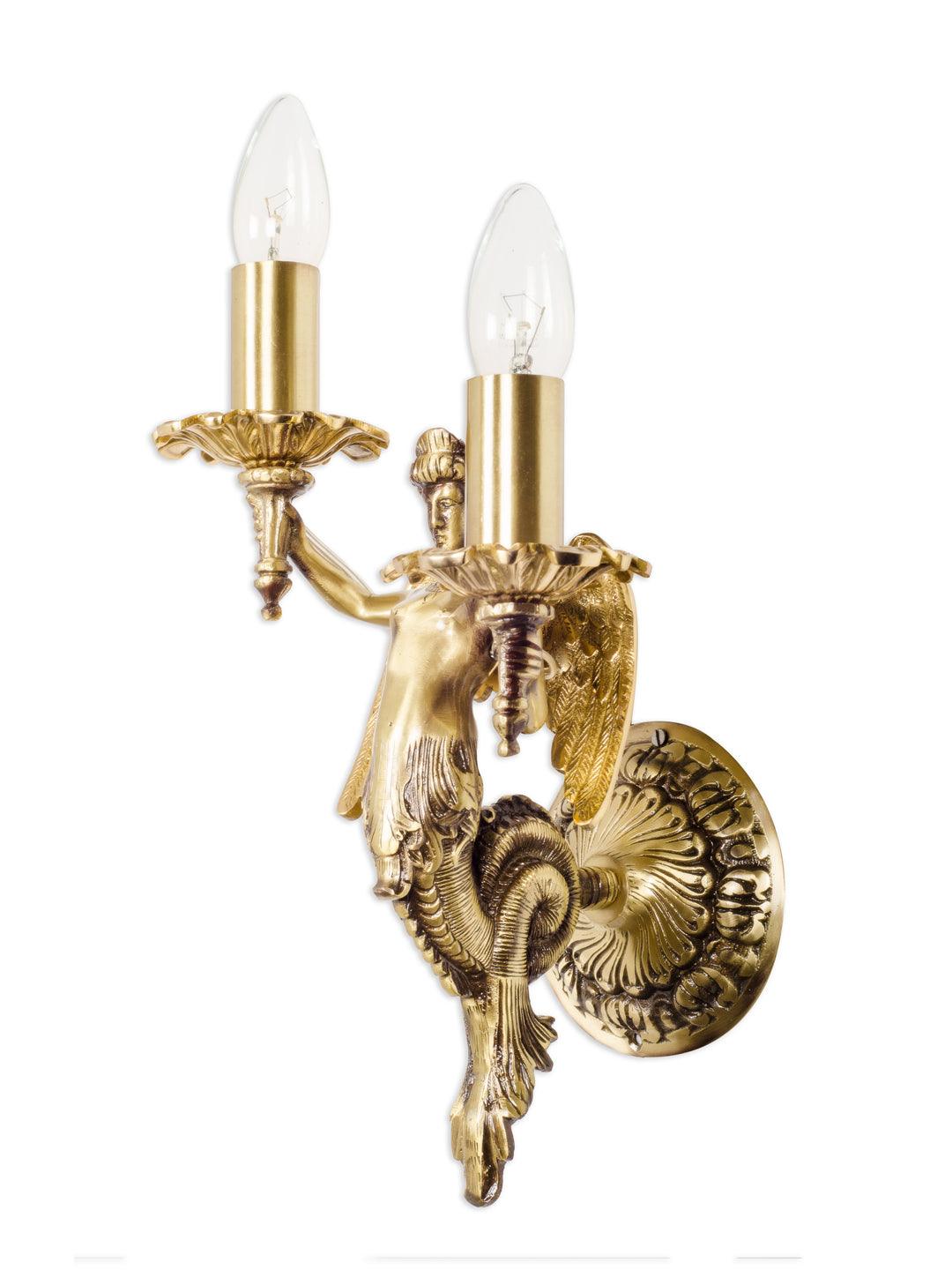 Mermaid cast brass wall sconce