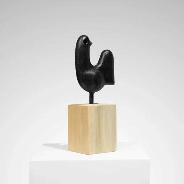Shadow Perch - Abstract Metal & Wood Bird Figurine