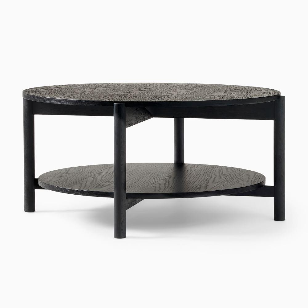 Bella Round Coffee Table for Living Room | Mango Wood Black Center Table
