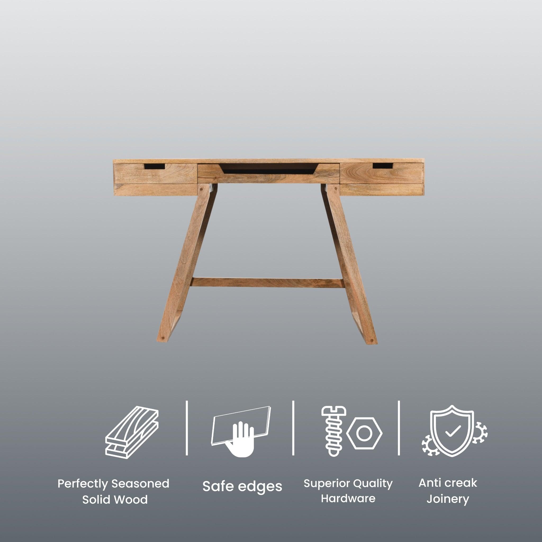 Solid Mango Wood Desk for Home & Office | Premium Wooden Study Table