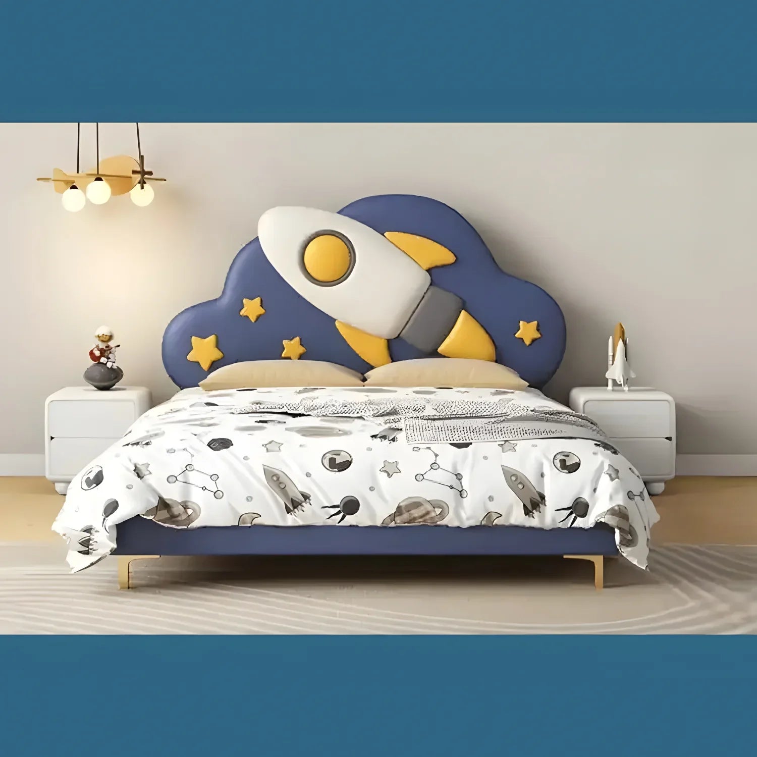 Modern Elegant Rocket Design Queen Size Bed for Children