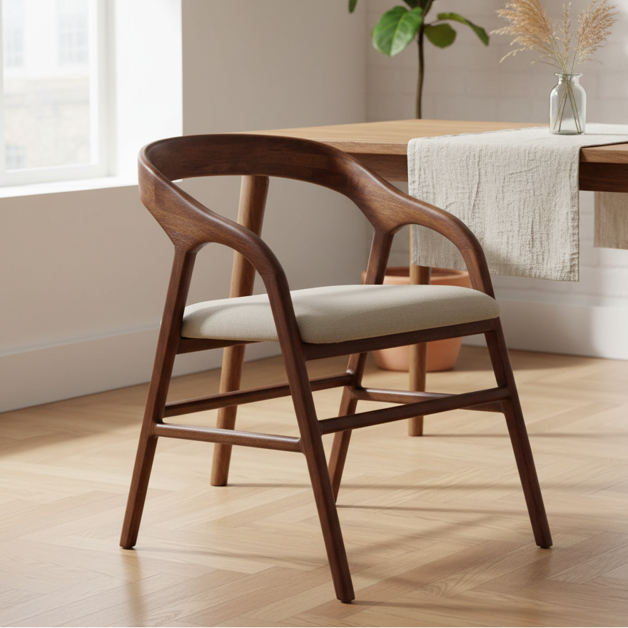 Chestnut Linen Deco Chair