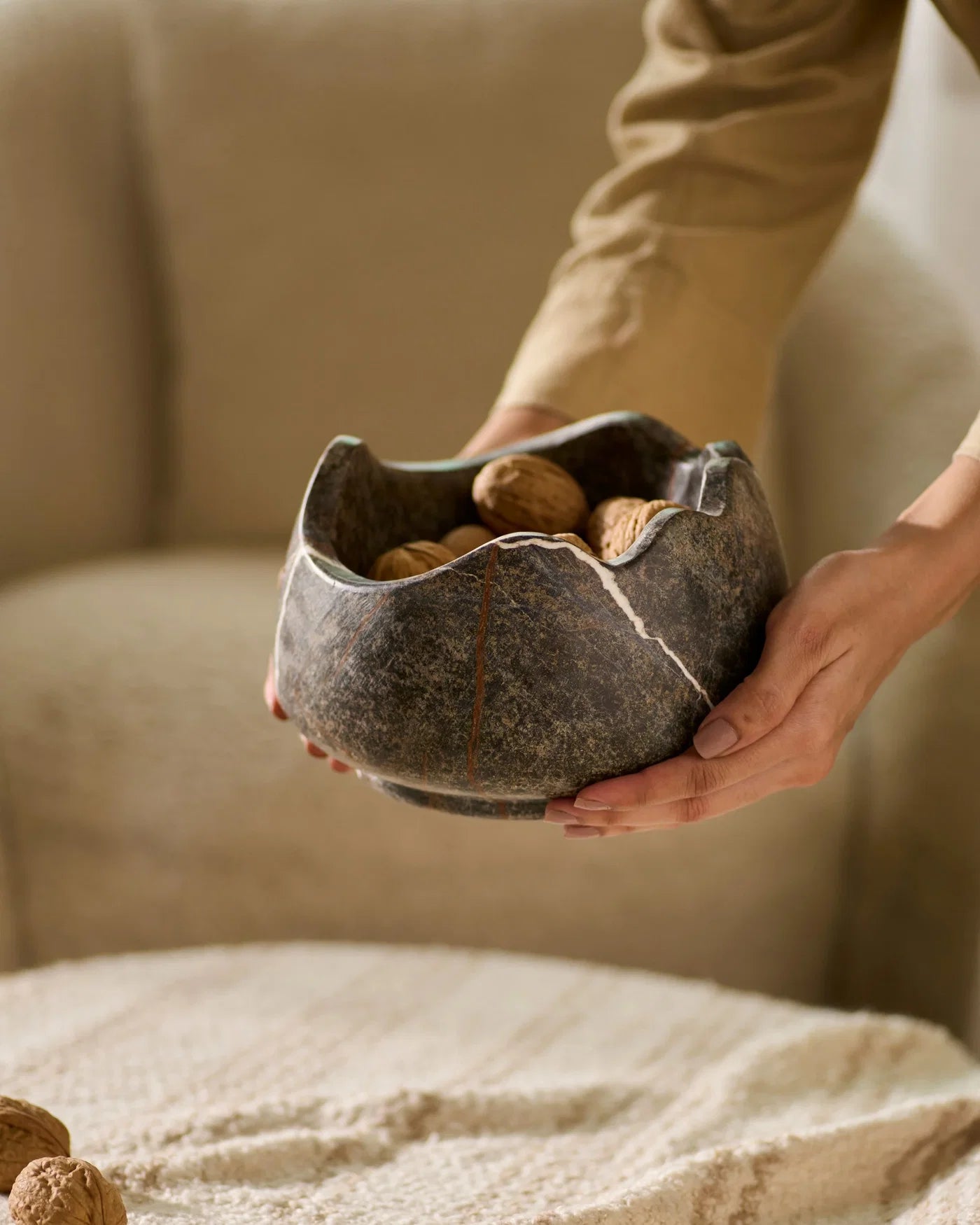 Krusa Bowl | Fossil Green Marble