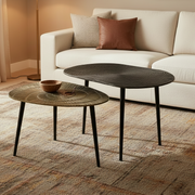 Belem Nesting Table Set of 2 | Modern Aluminium Side Tables with Bronze & Gold Finish