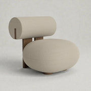 Hallow Solid Teak Wood Chair | Fabric Upholstery Arm Chair