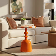 Solara Saffron Luxe Iron Pedestal Accent Table – Modern Round Side Table