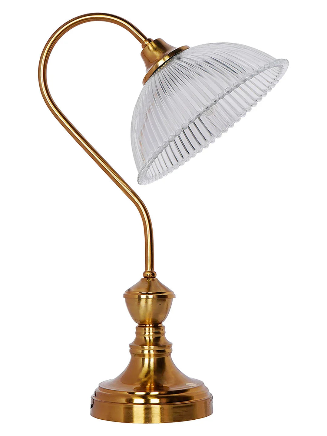 Antique Brass finished Retro Reading Lamp with Fluted Glass Bowl Shade