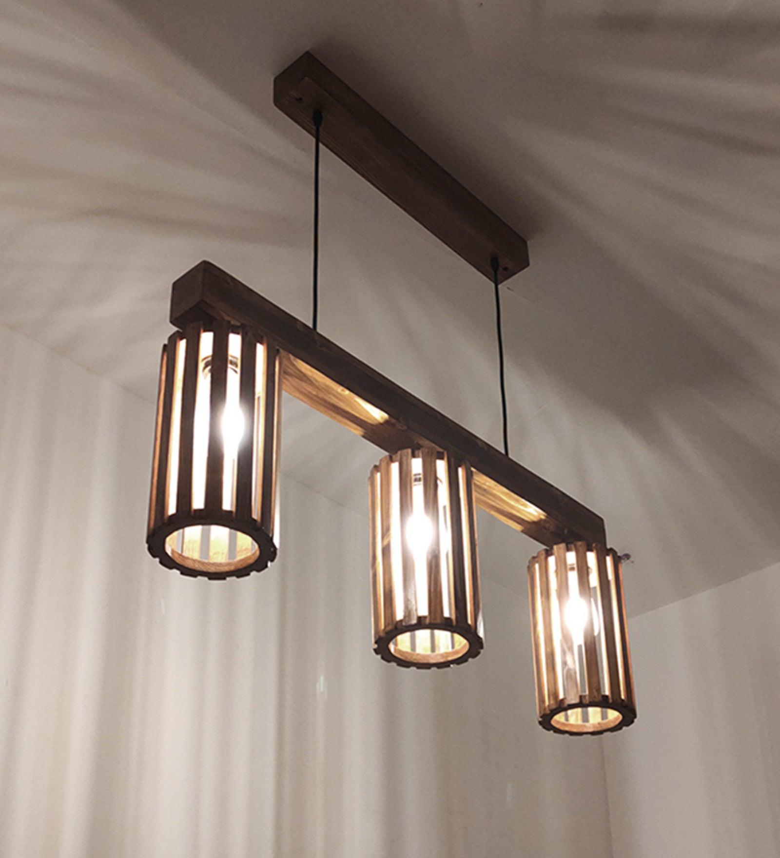 Casa Brown Wooden 3 Series Hanging Lamp