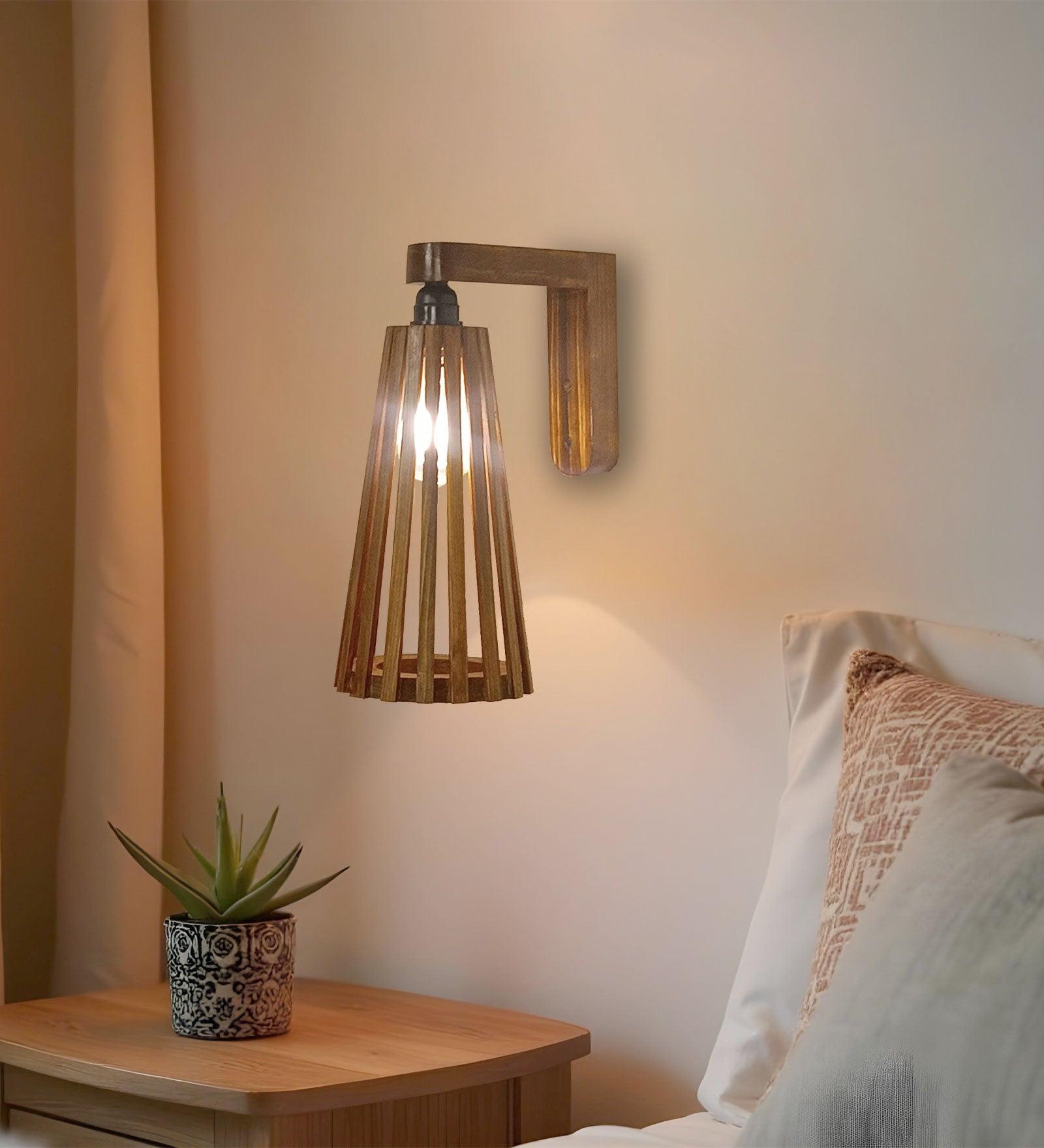 Billet Brown Wooden Wall Light