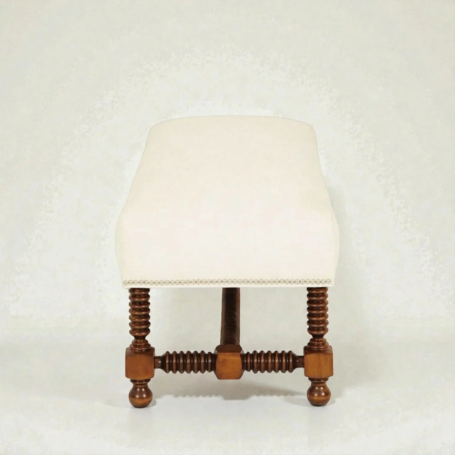 Caelrix Teak Wood & Fabric Upholstery Bench
