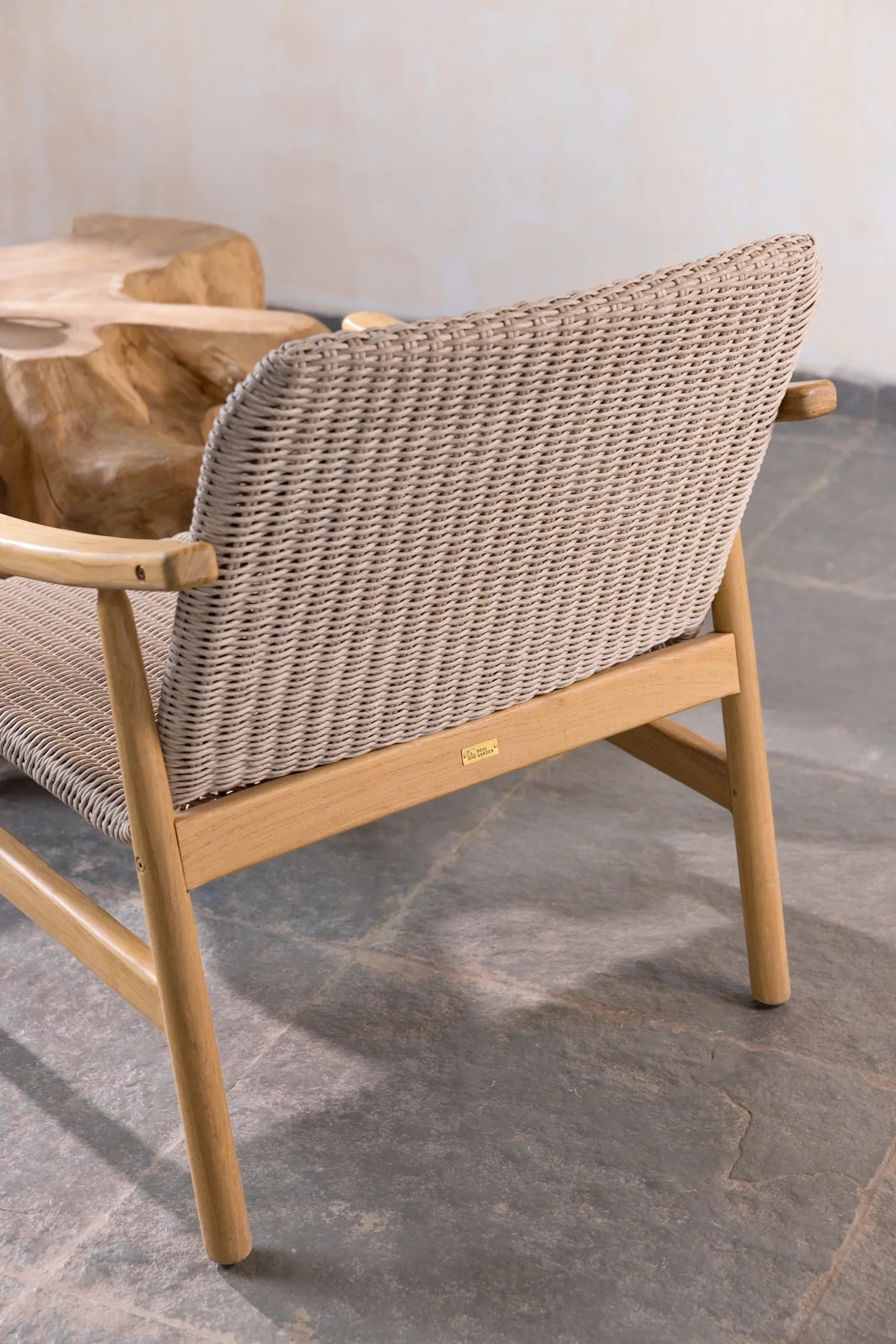 Malta Lounge Chair | Luxury Teakwood & Rattan Arm Chair for Living Room