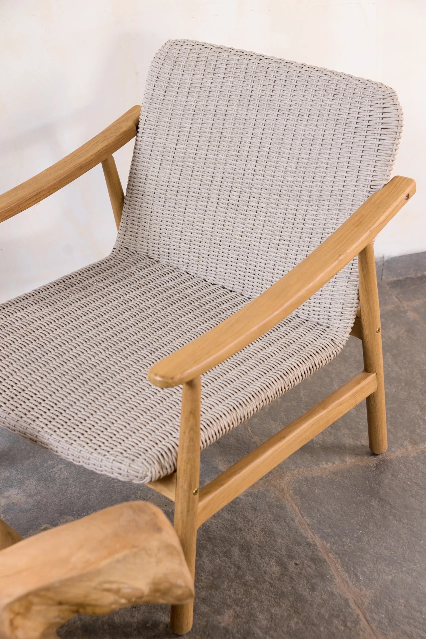 Malta Lounge Chair | Luxury Teakwood & Rattan Arm Chair for Living Room