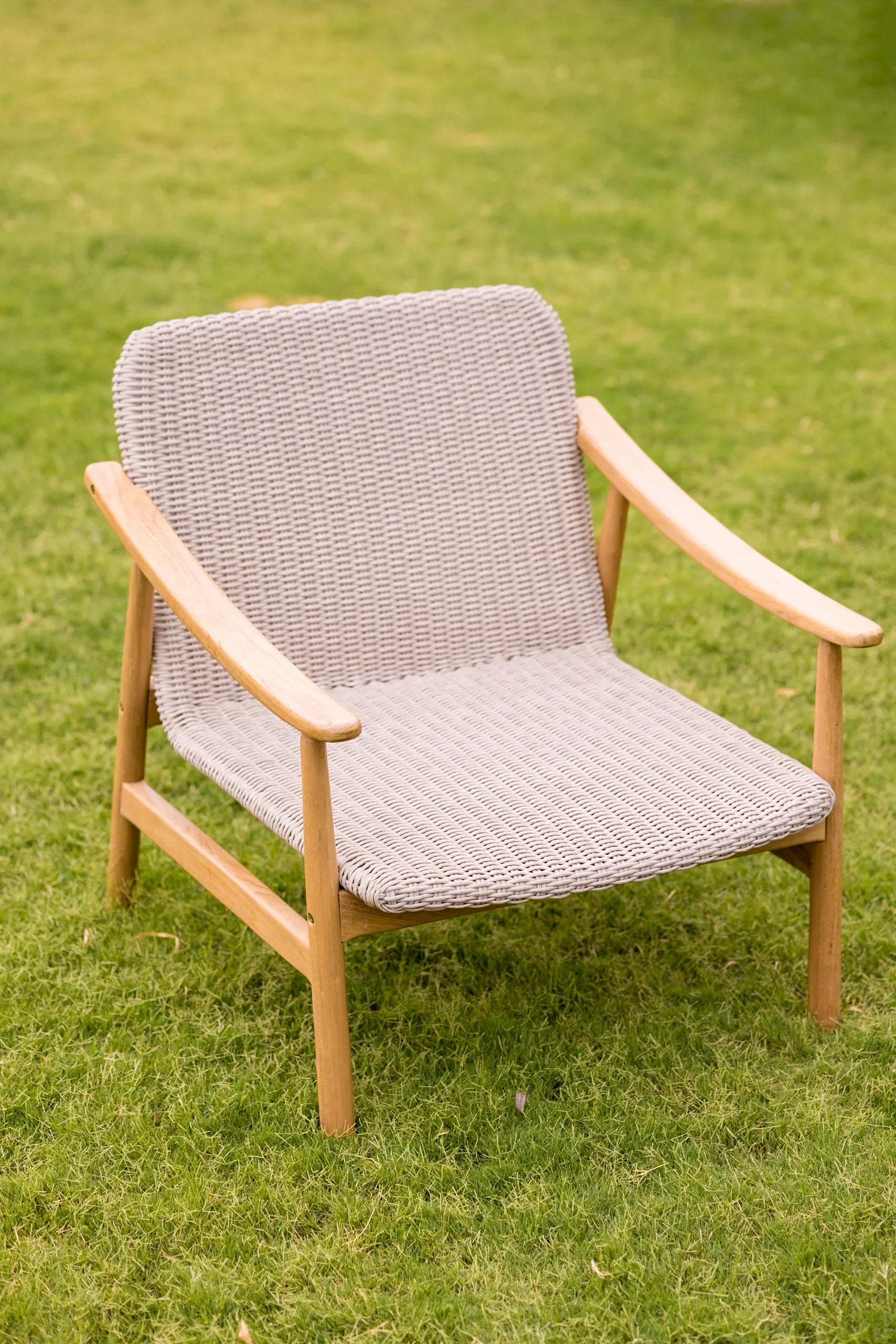 Malta Lounge Chair | Luxury Teakwood & Rattan Arm Chair for Living Room