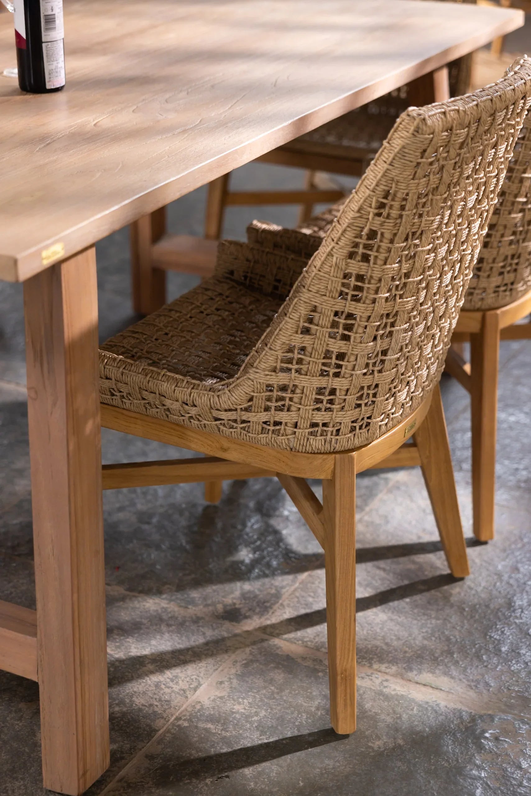 Santika Dining Chair | Teakwood & Wicker Luxury Armless Chair