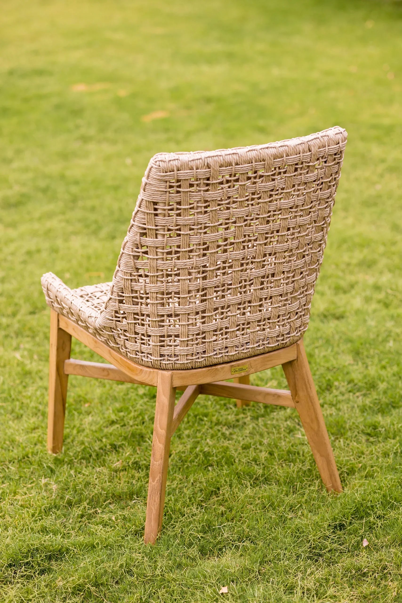 Santika Dining Chair | Teakwood & Wicker Luxury Armless Chair