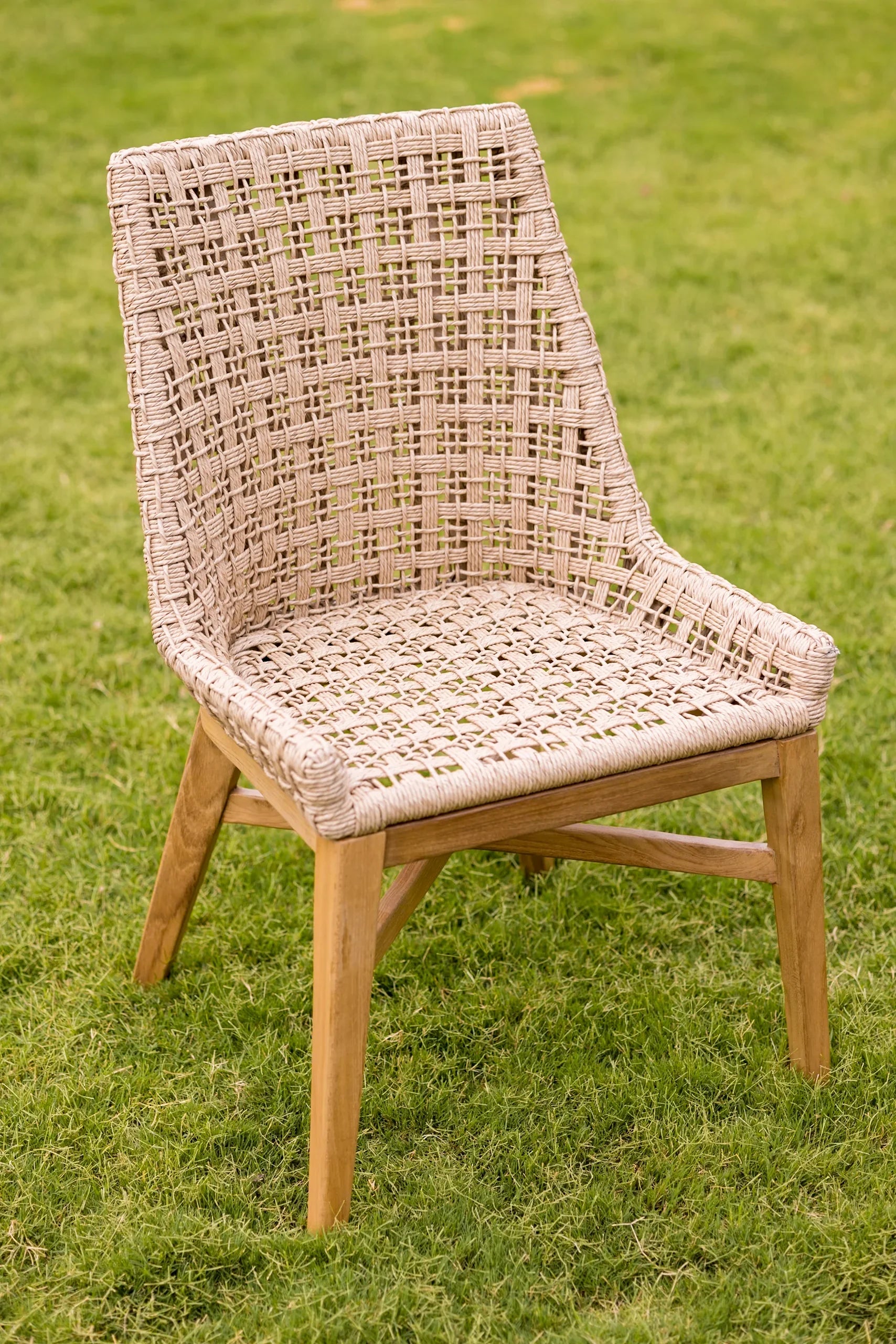 Santika Dining Chair | Teakwood & Wicker Luxury Armless Chair