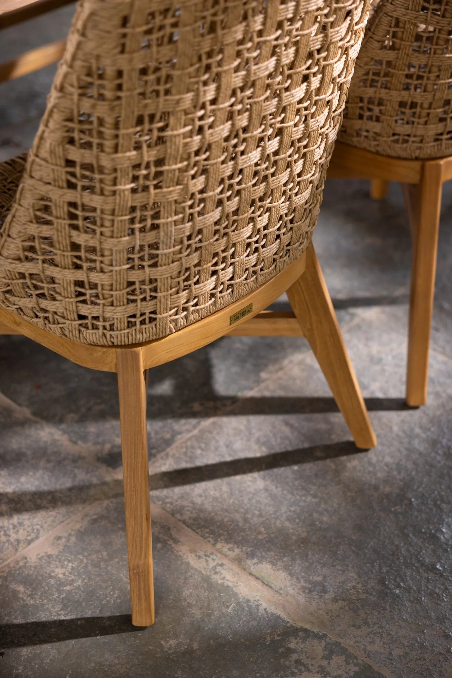 Santika Dining Chair | Teakwood & Wicker Luxury Armless Chair