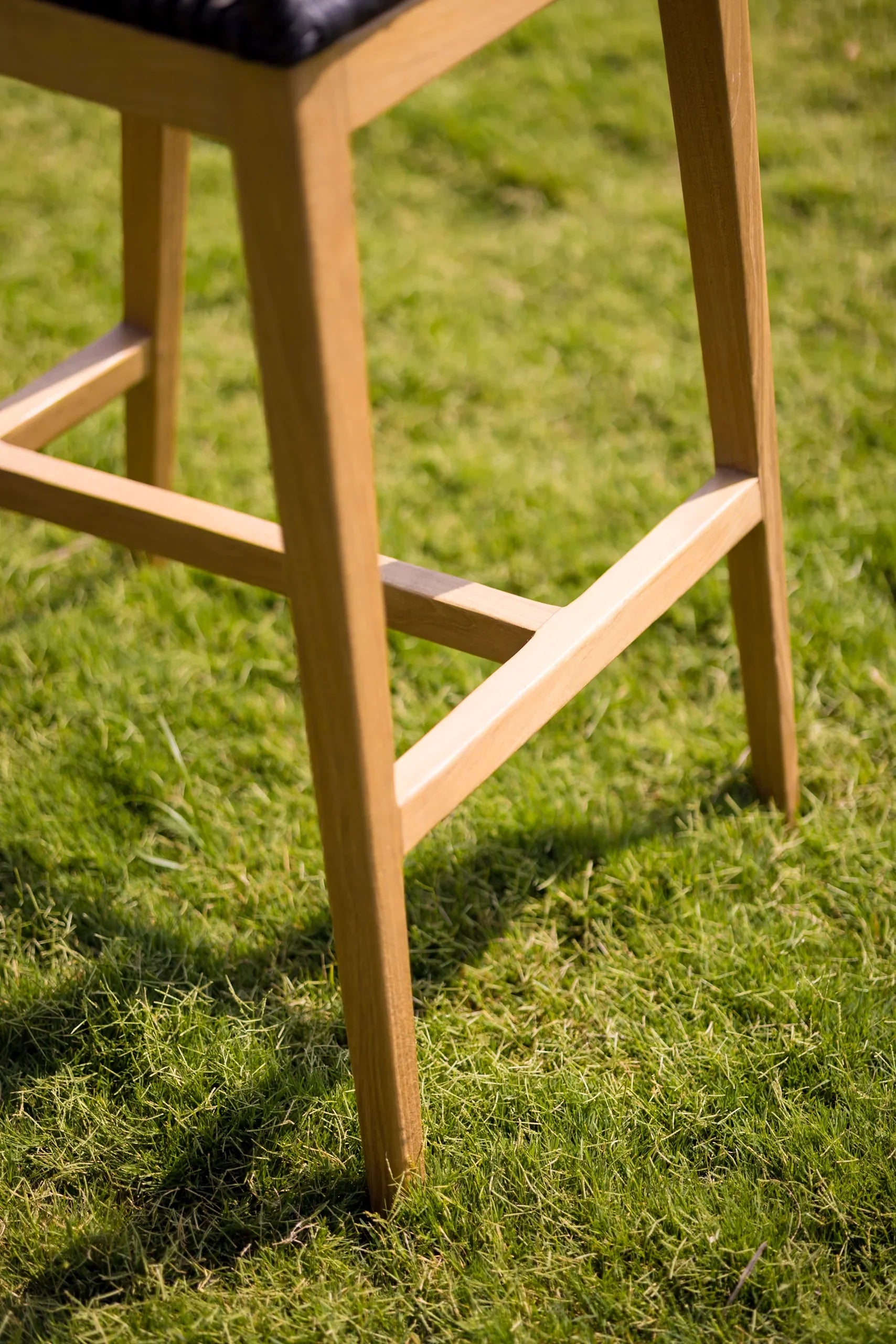 Alma Teakwood Bar Stool chair with Wicker Accents | Indoor & Outdoor Wooden Chair