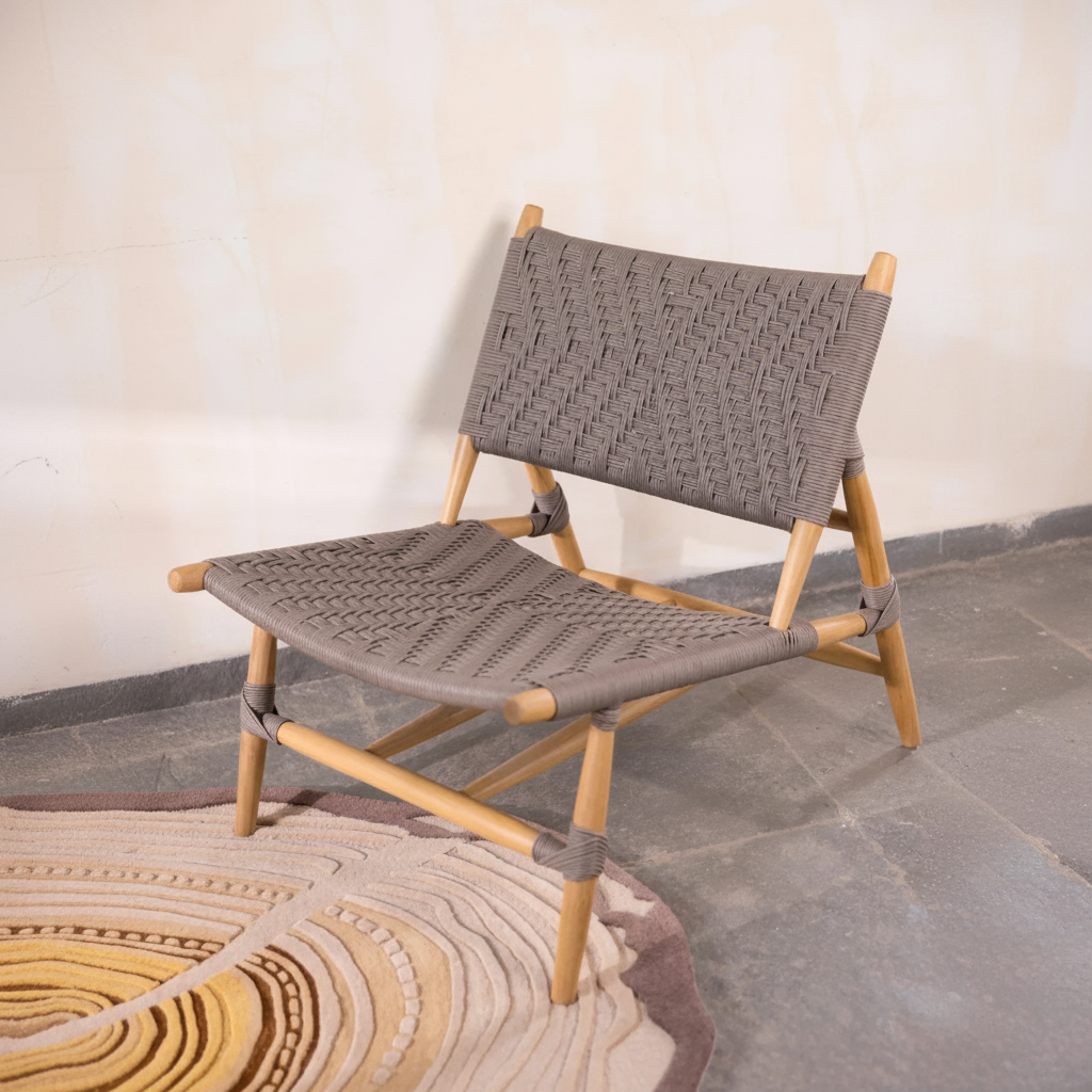 Martini Wooden Chair | Luxury Teakwood Lounge Chair for Living Room